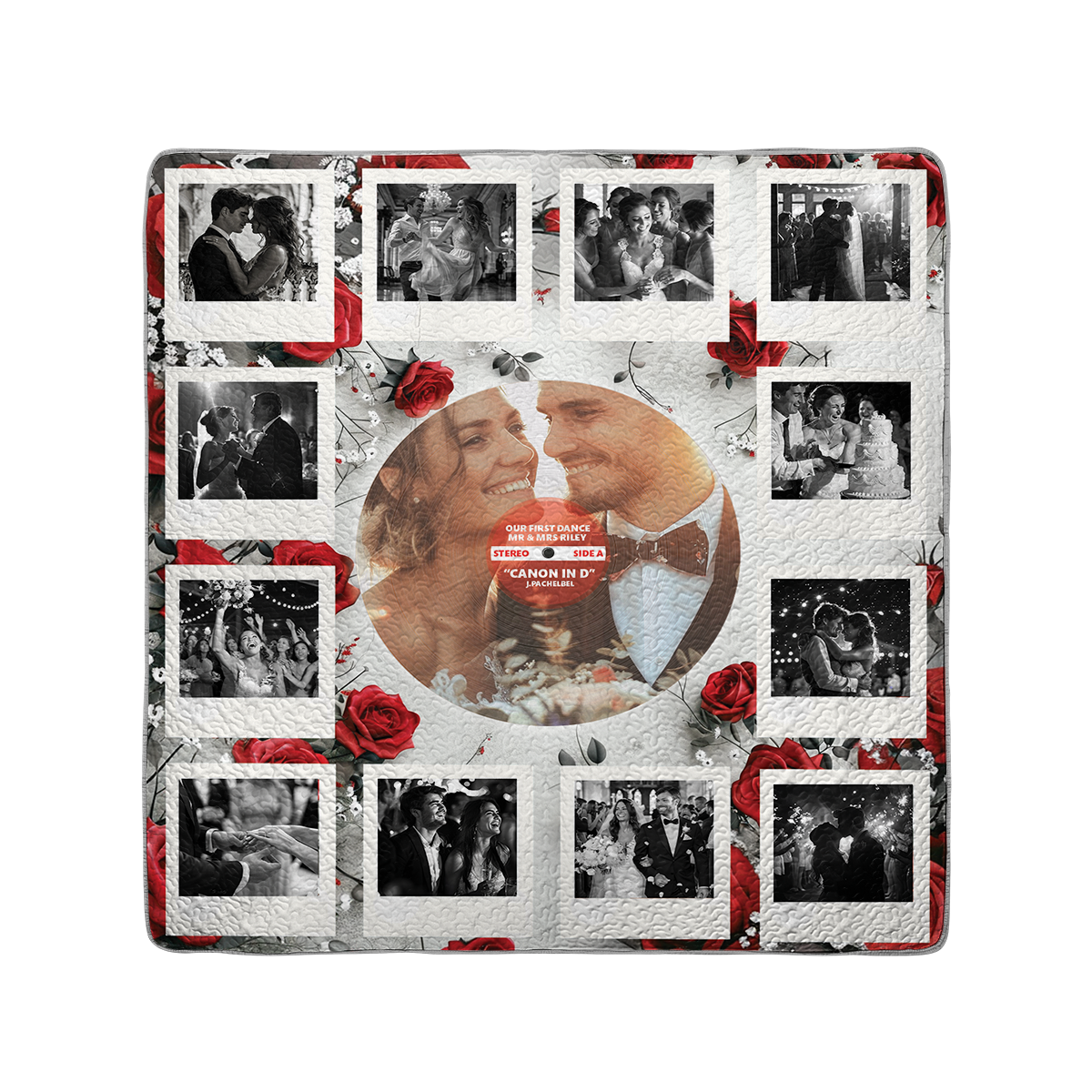 Shineful Personalized All Season Quilt 3-Piece Set Our First Dance Rose Polaroid