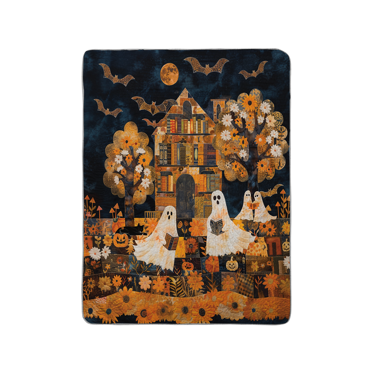 Shineful All Season Quilt 3-Piece Set Ghostly Books House