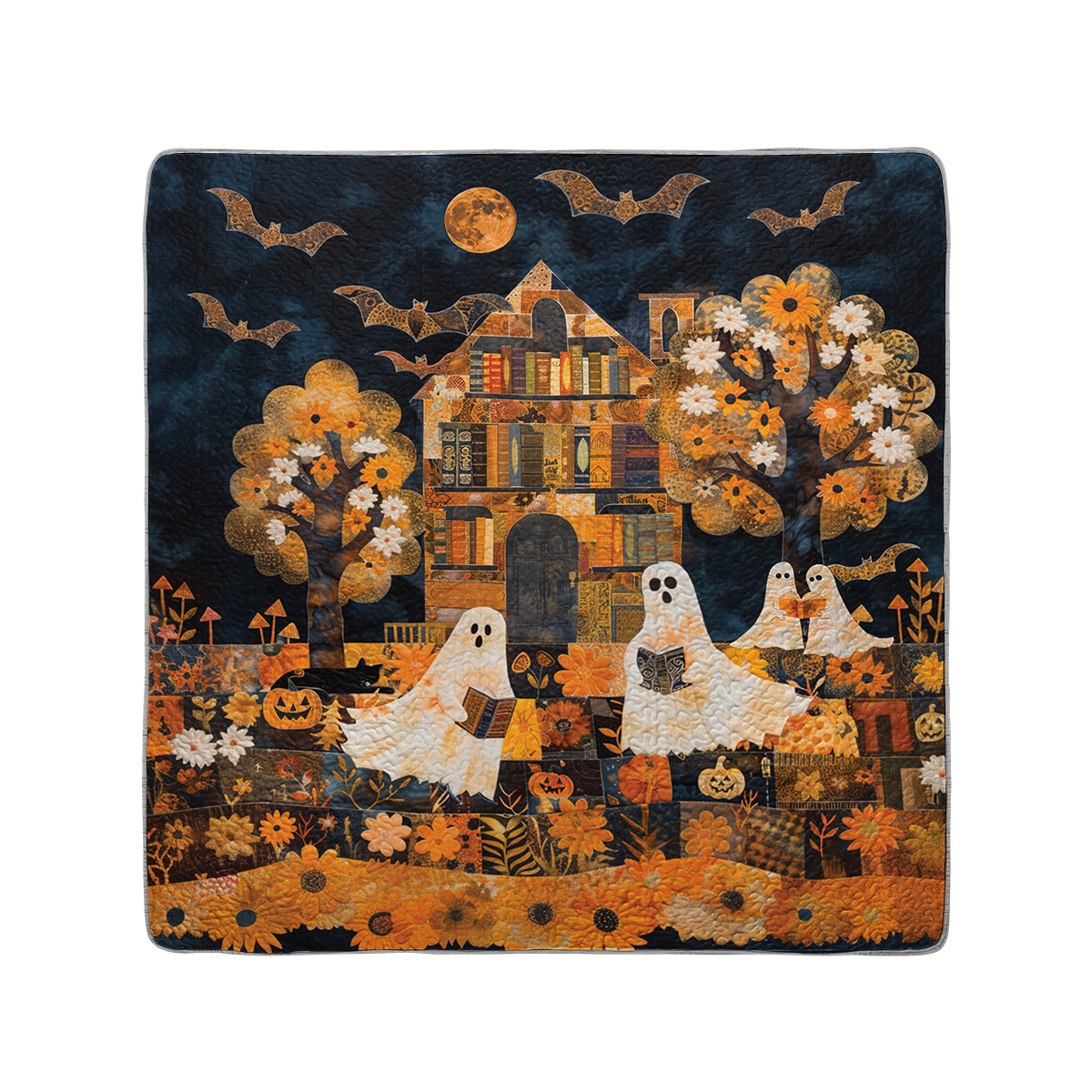 Shineful All Season Quilt 3-Piece Set Ghostly Books House