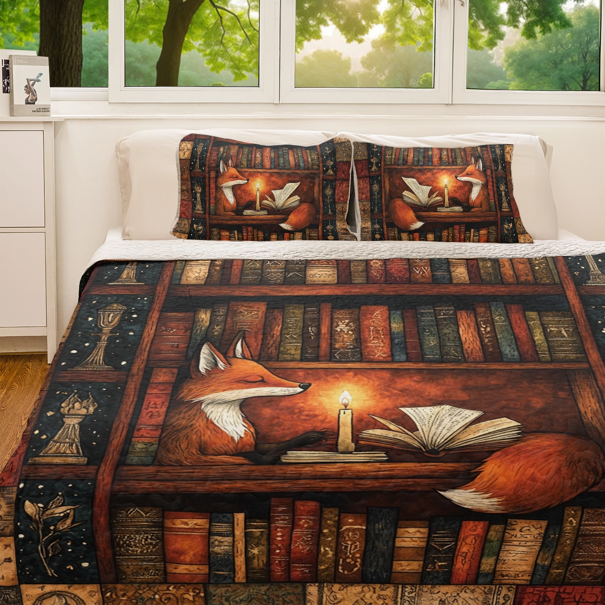 Shineful All Season Quilt 3-Piece Set Mystic Fox Reading