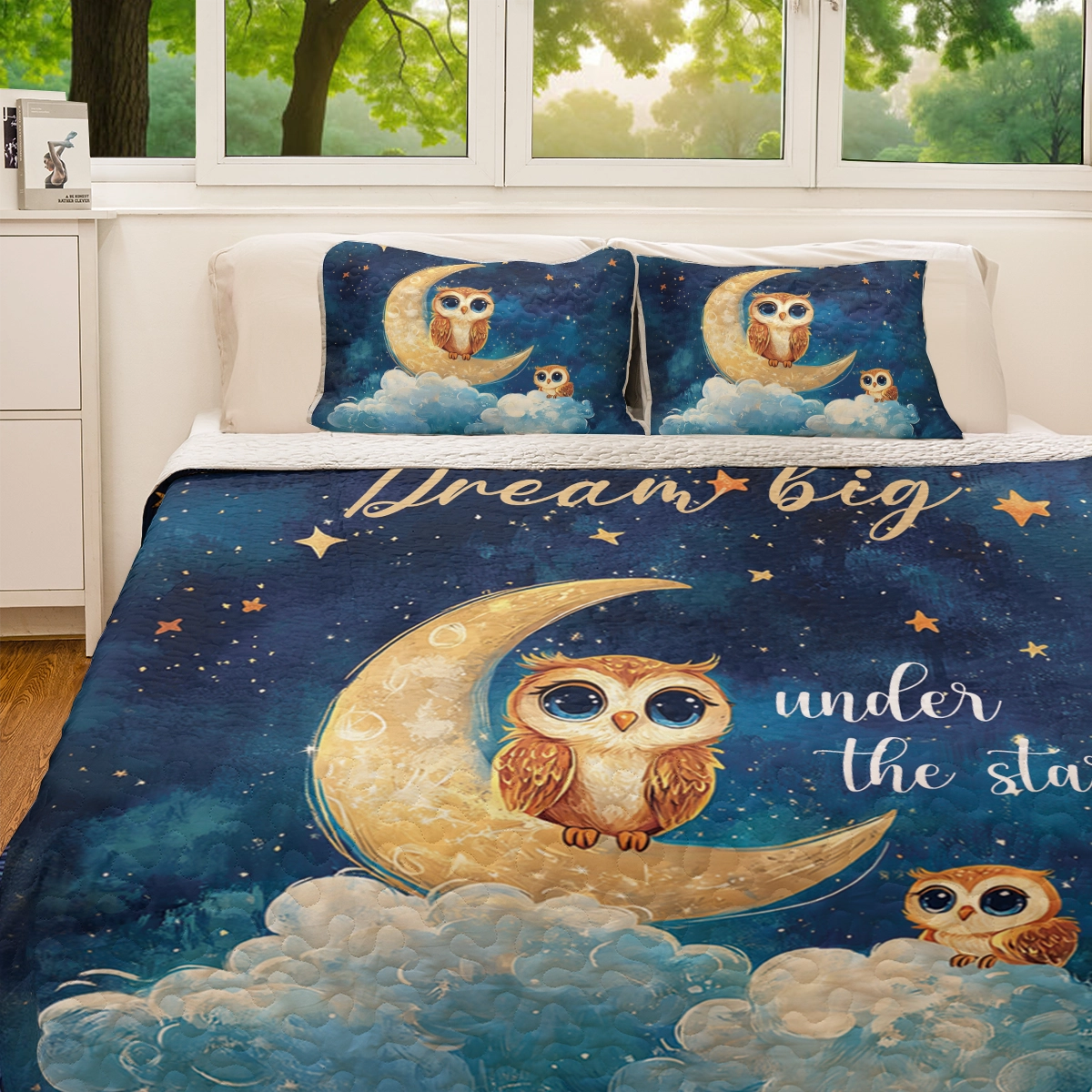 Shineful All Season Quilt 3-Piece Set - Owl Dream Big Under the Stars