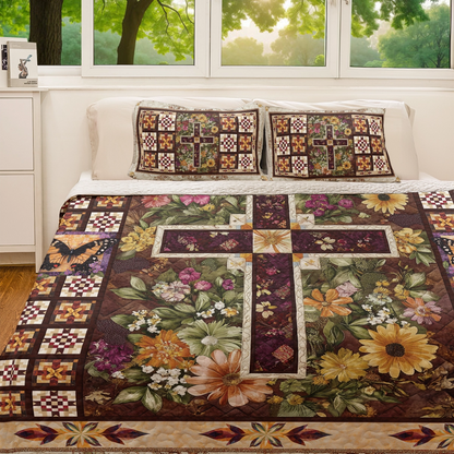 Shineful All Season Quilt 3-Piece Set God's Garden Comforter