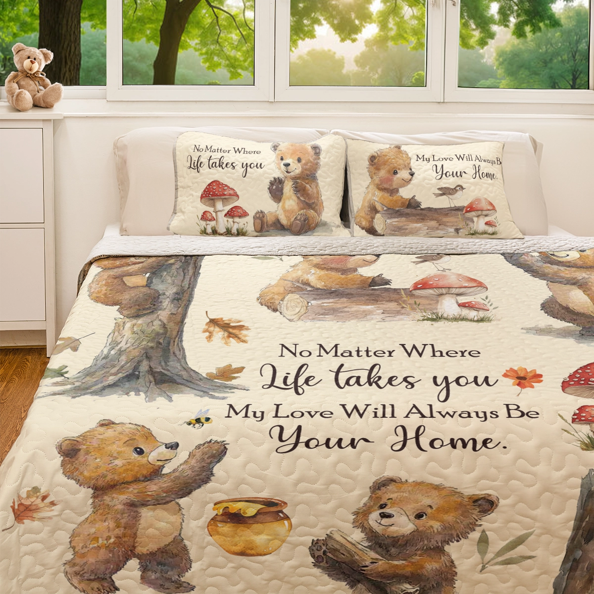 Shineful All Season Quilt 3-Piece Set Bear Hugs Home