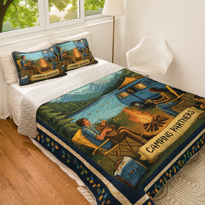 Shineful All Season Quilt 3-Piece Set Husband and Wife's Camping Journey