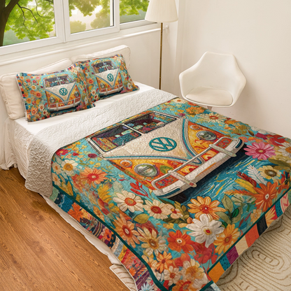 Shineful All Season Quilt 3-Piece Set Hippie Groovy Vibes