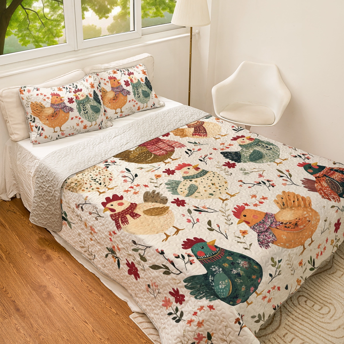 Shineful All Season Quilt 3-Piece Set Chicken Cozy Cluck Quilt