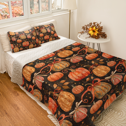 Shineful All Season Quilt 3-Piece Set Rustic Pumpkin Patch