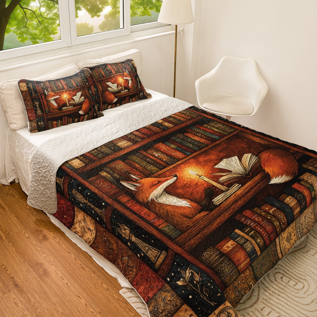 Shineful All Season Quilt 3-Piece Set Mystic Fox Reading