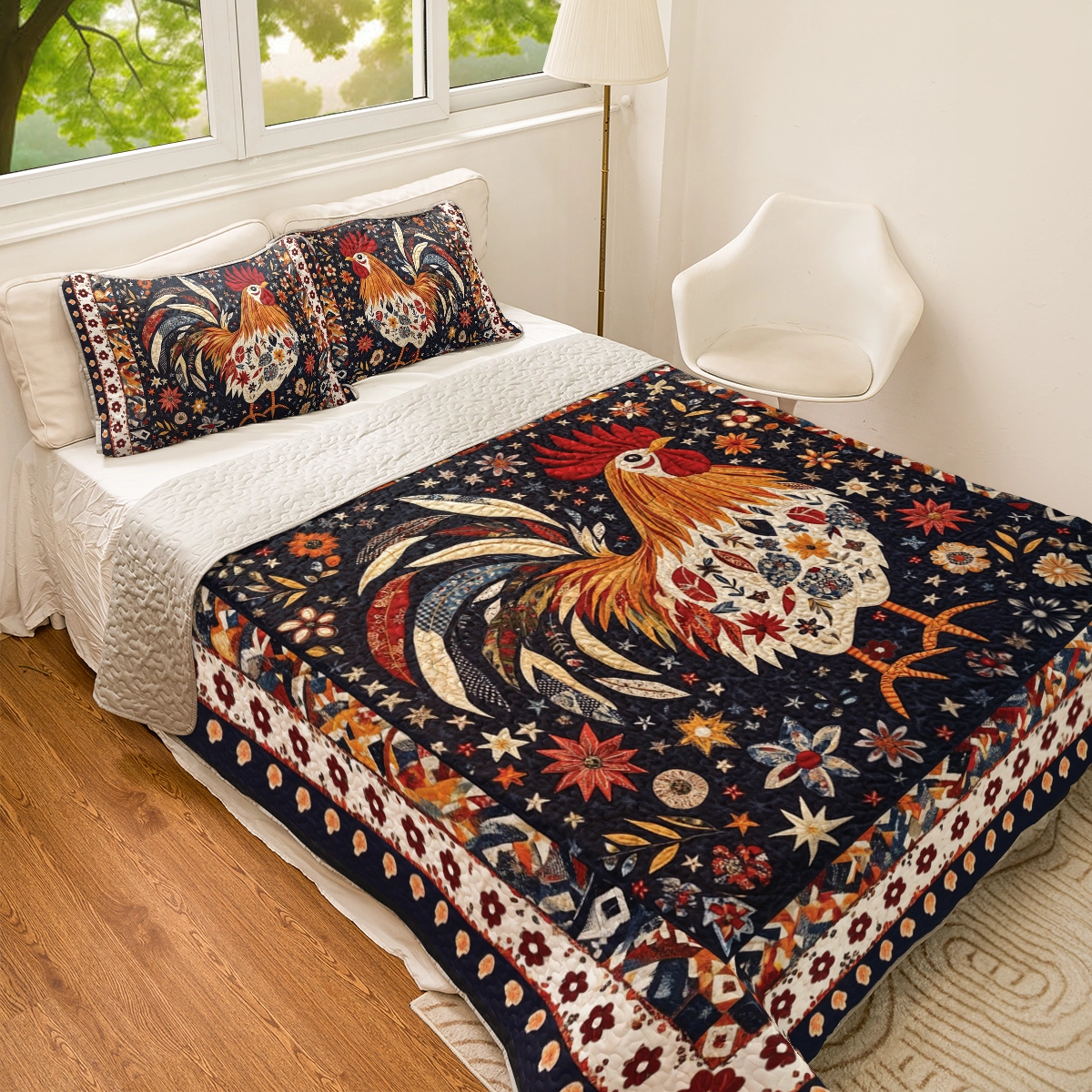 Shineful All Season Quilt 3-Piece Set Rooster's Morning Song