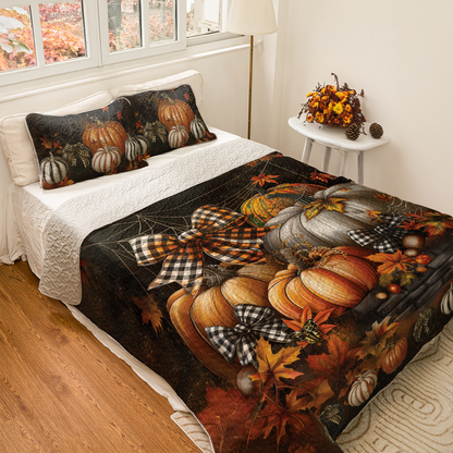 Shineful All Season Quilt 3-Piece Set Cozy Pumpkin Coquette