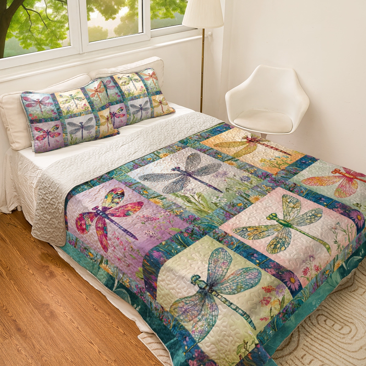 Shineful All Season Quilt 3-Piece Set - Dragonfly Garden