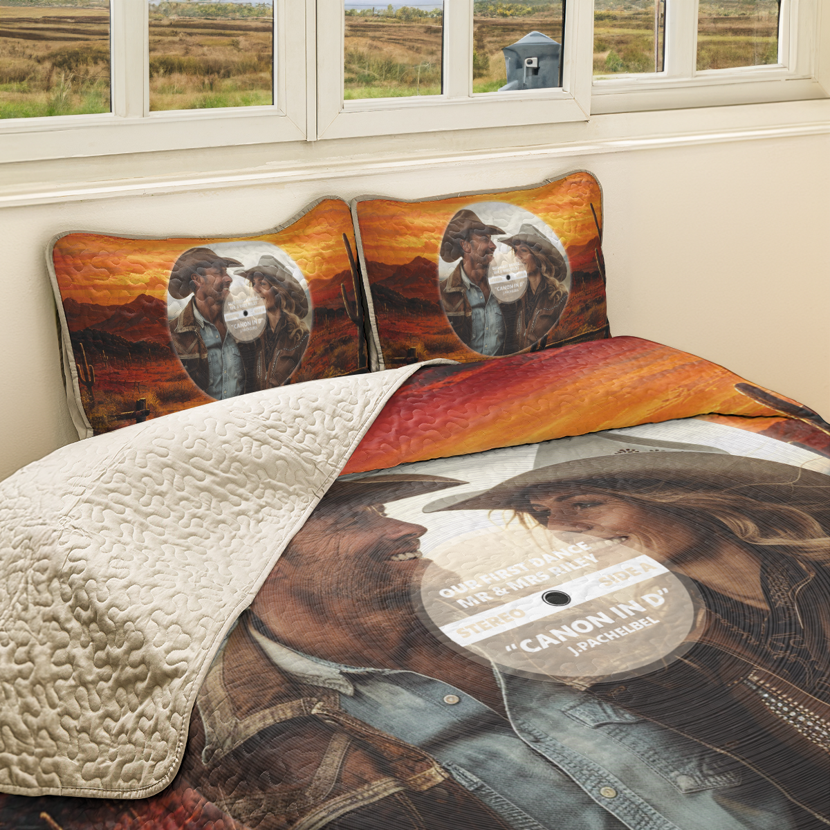 Shineful Personalized All Season Quilt 3-Piece Set Our First Dance Cowboy Edition