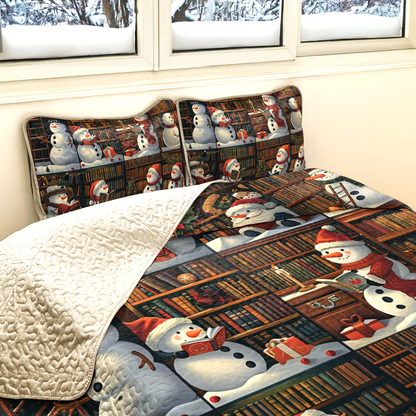 Shineful All Season Quilt 3-Piece Set Chill & Read Snowman