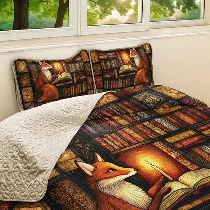 Shineful All Season Quilt 3-Piece Set Fox's Candlelight Reading