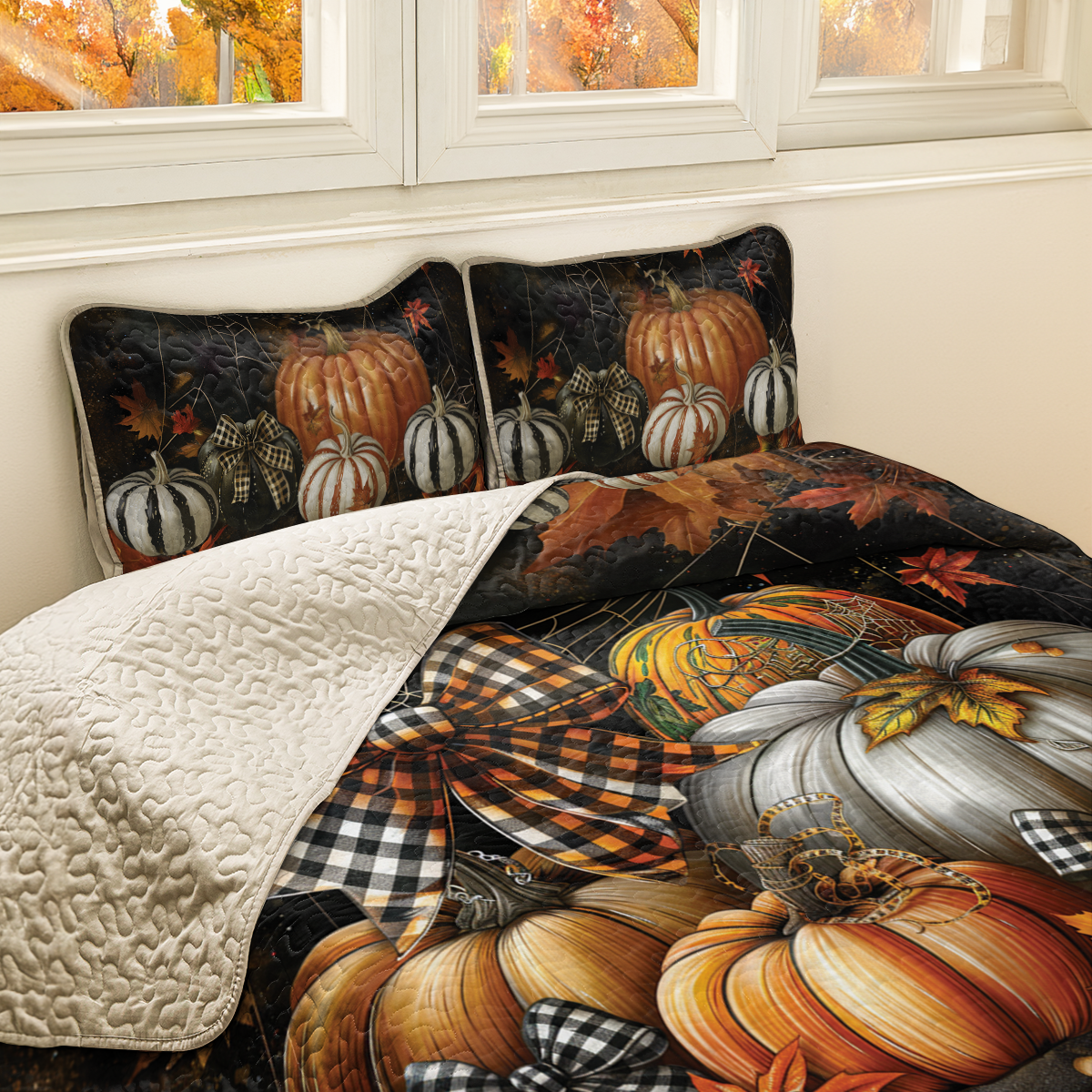 Shineful All Season Quilt 3-Piece Set Cozy Pumpkin Coquette