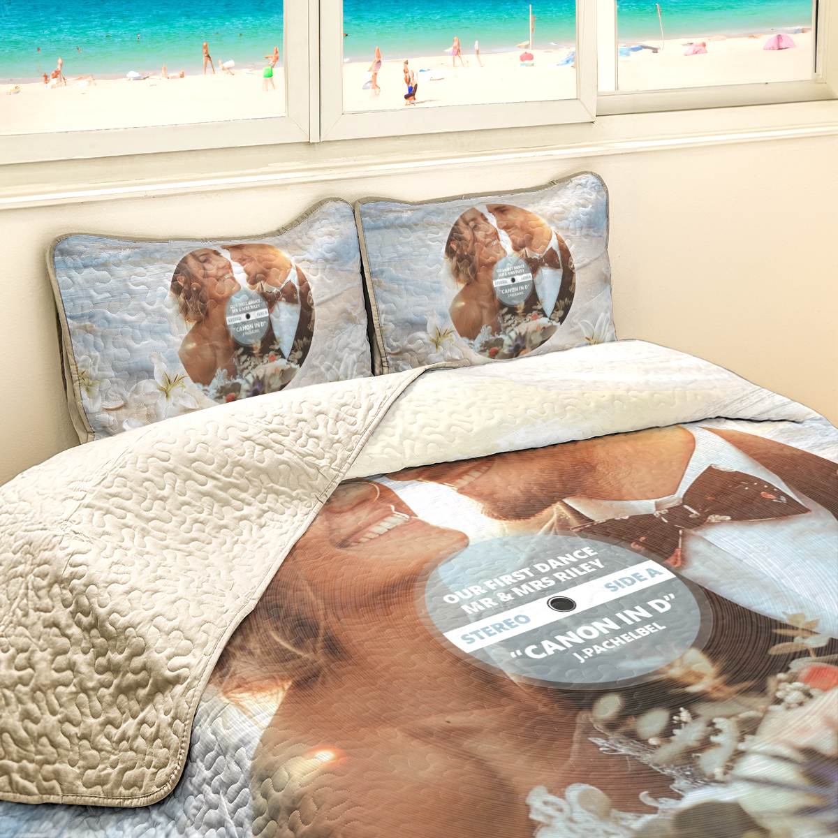 Shineful Personalized All Season Quilt 3-Piece Set Our First Dance Beach Edition