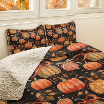 Shineful All Season Quilt 3-Piece Set Rustic Pumpkin Patch