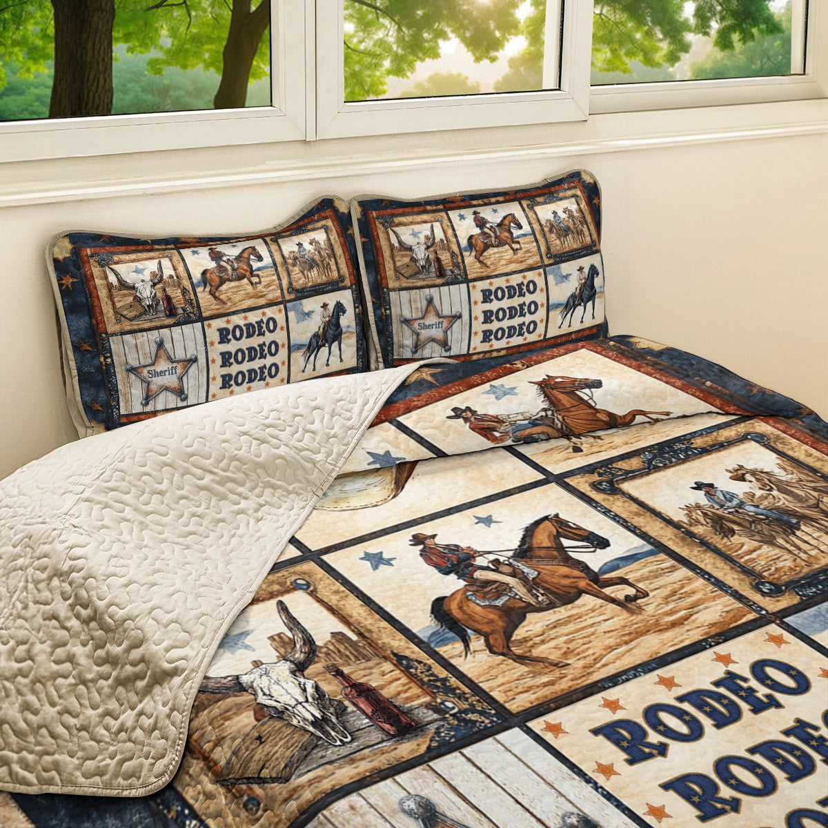 Shineful All Season Quilt 3-Piece Set Rodeo Cowboy Spirit