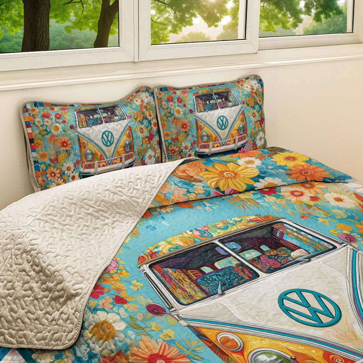 Shineful All Season Quilt 3-Piece Set Hippie Groovy Vibes