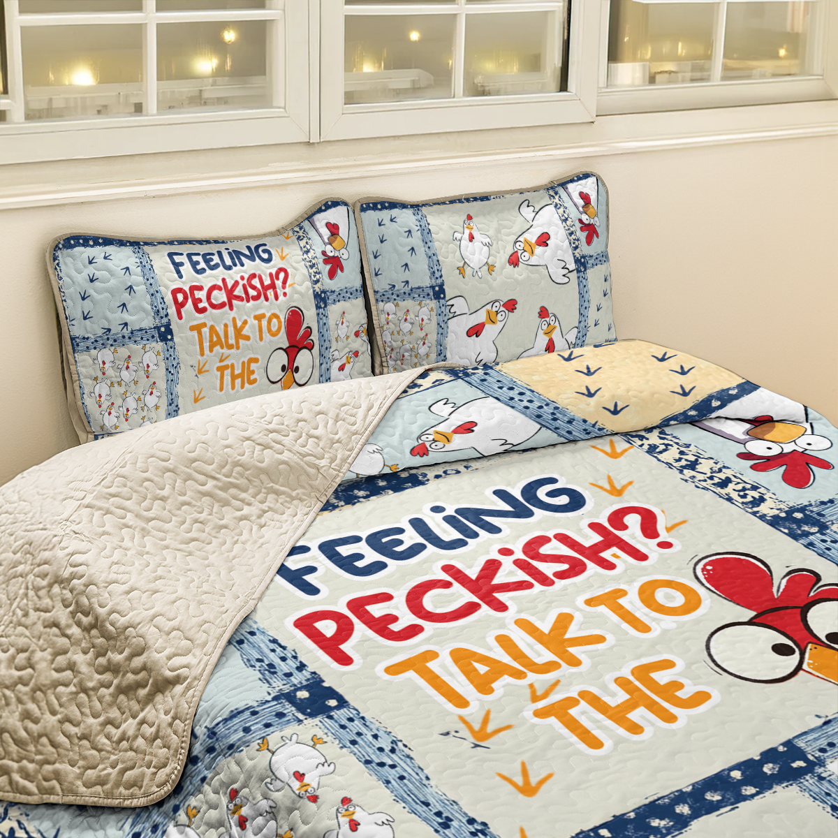 Shineful All Season Quilt 3-Piece Set Talk To The Chicken