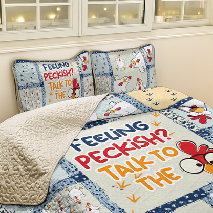 Shineful All Season Quilt 3-Piece Set Talk To The Chicken