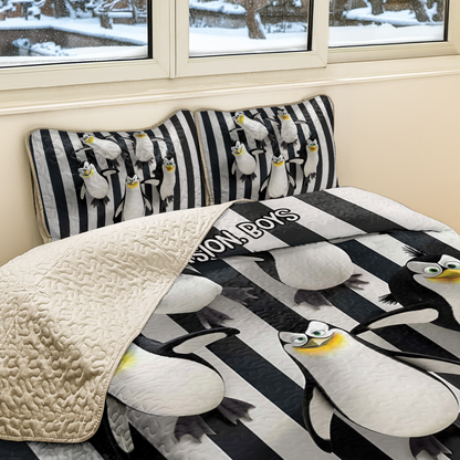 Shineful All Season Quilt 3-Piece Set Penguins on a Mission