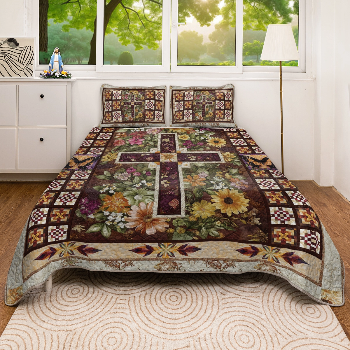 Shineful All Season Quilt 3-Piece Set God's Garden Comforter