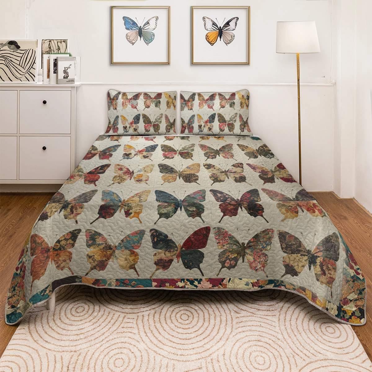 Shineful All Season Quilt 3-Piece Set - Vintage Butterflies