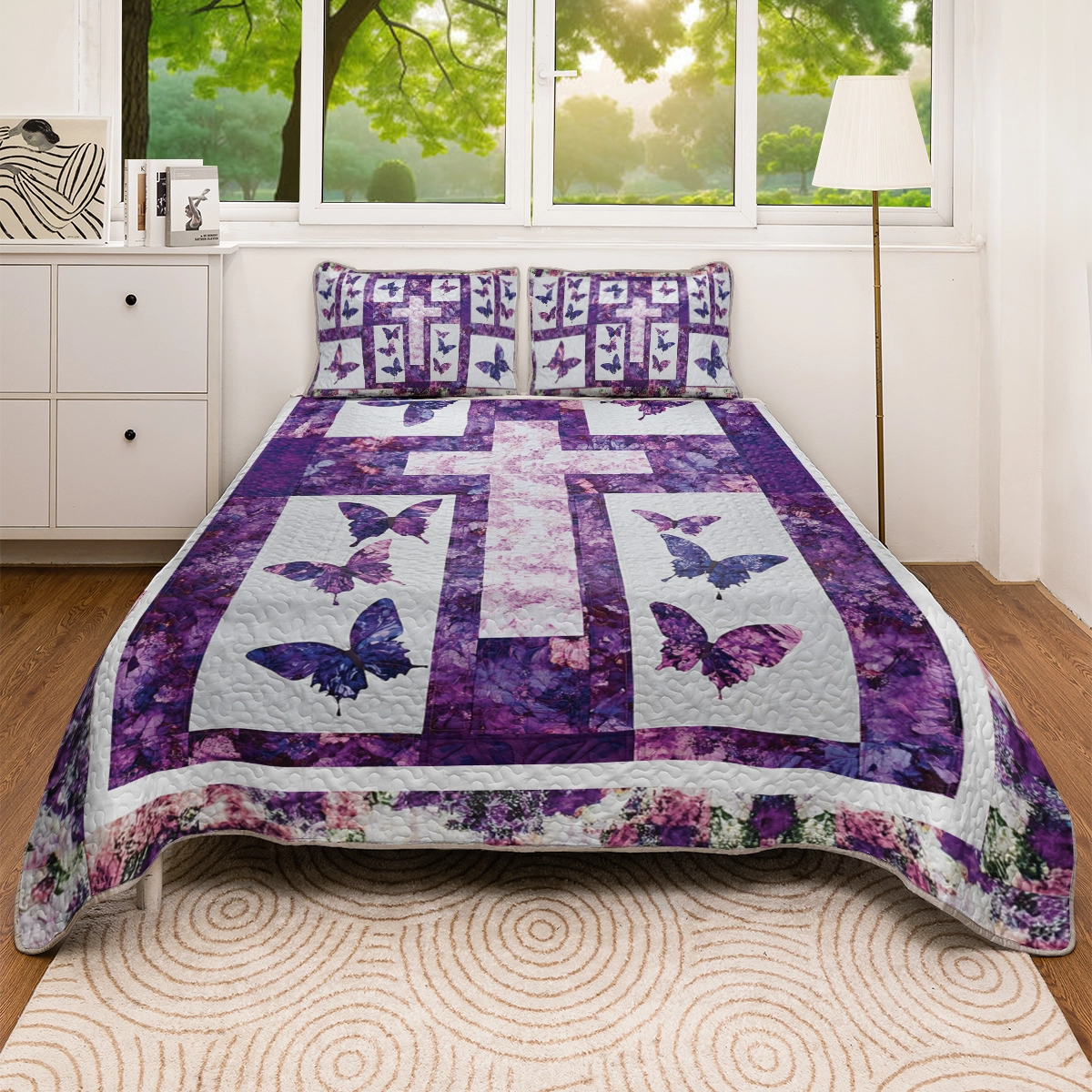 Shineful All Season Quilt 3-Piece Set God Butterfly Blessings