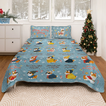 Shineful All Season Quilt 3-Piece Set Let It Wag Corgi Love