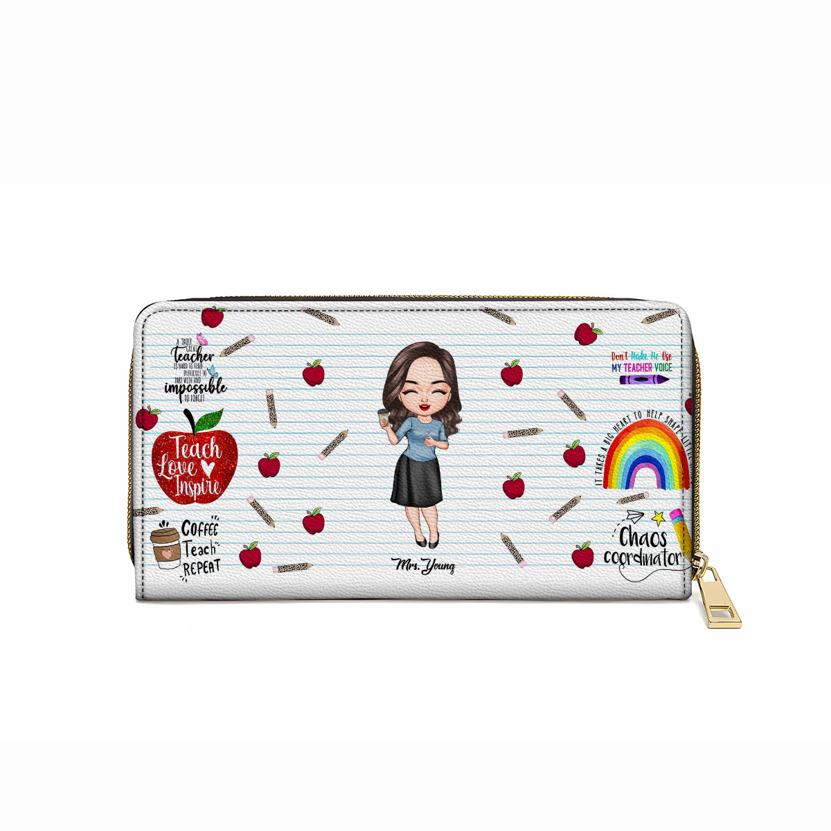 Portefeuille personnalisé Shineful Teach Love Inspire Teacher