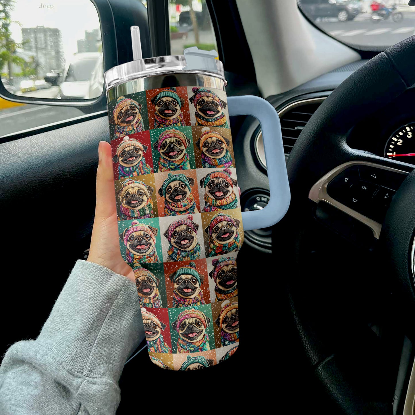 Shineful Tumbler Happy Pug Christmas