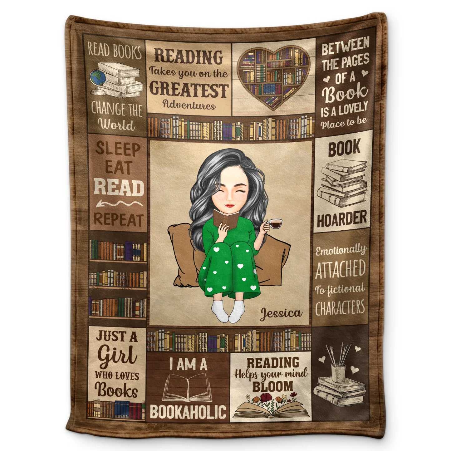 Shineful My Reading Blanket I Am A Bookaholic - Personalized Blanket