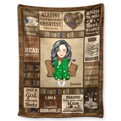 Shineful My Reading Blanket I Am A Bookaholic - Personalized Blanket