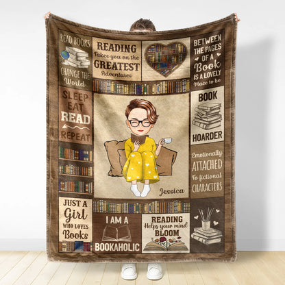 Shineful My Reading Blanket I Am A Bookaholic - Personalized Blanket