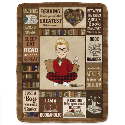 Shineful My Reading Blanket I Am A Bookaholic - Personalized Blanket