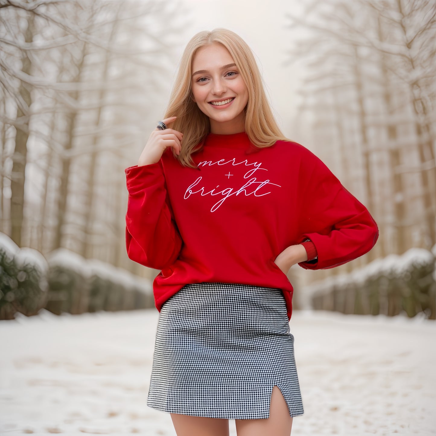 Shineful Sweatshirts Merry And Bright White Script