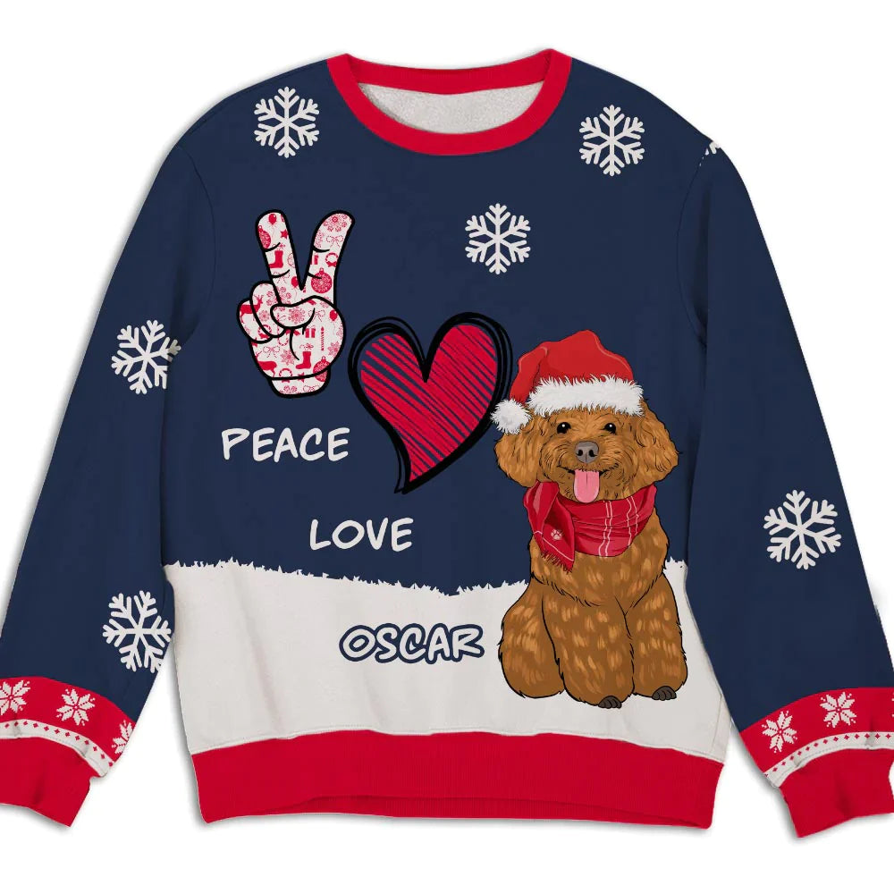 Peace Love Dog - Personalized Custom All-Over-Print Sweatshirt (Ver1)