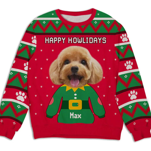 Christmas Dog Face - Personalized Custom Photo All-Over-Print Sweatshirt