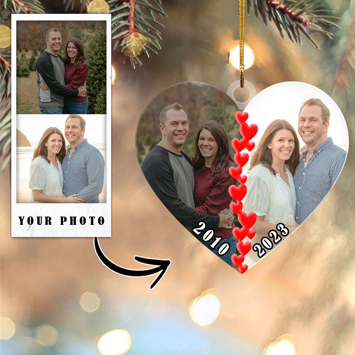 Couple Shineful® Decoration Ornament Personalized Upload Love Then - Now Qd5