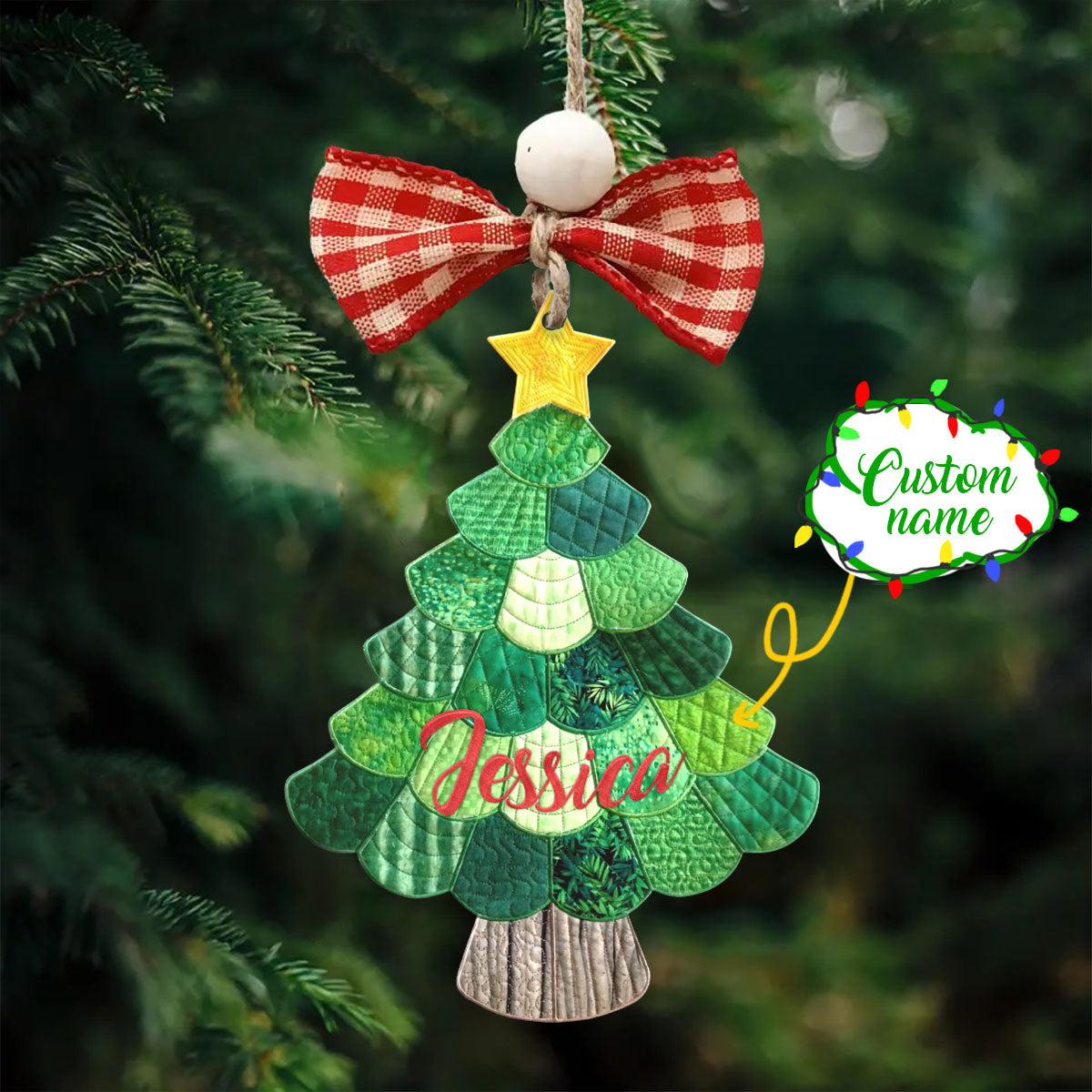 Quilt Personalized Ornament Shineful® Decoration Christmas Tree Quilting Custom Name Gift Qd5