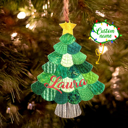 Quilt Personalized Ornament Shineful® Decoration Christmas Tree Quilting Custom Name Gift Qd5