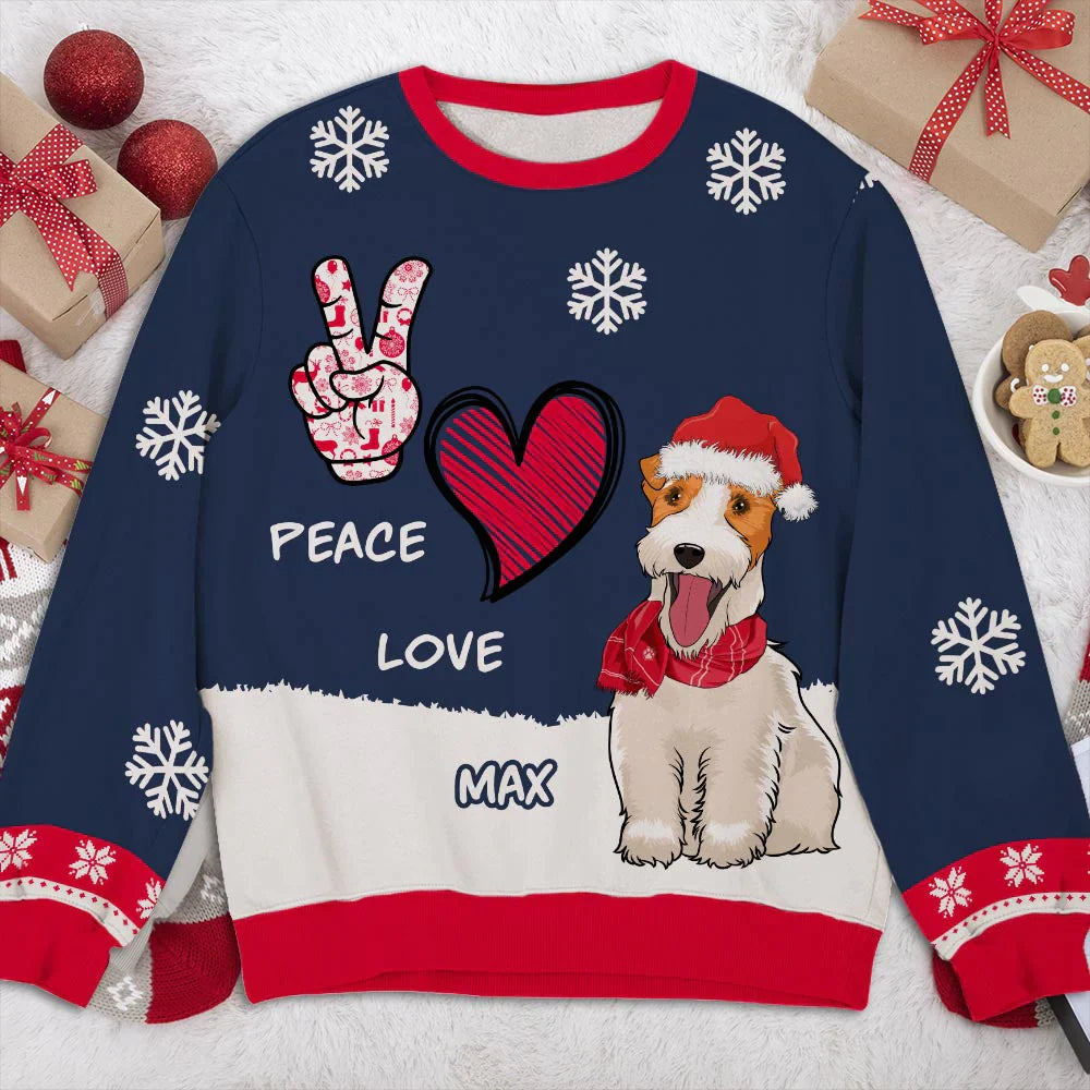 Peace Love Dog - Personalized Custom All-Over-Print Sweatshirt (Ver1)