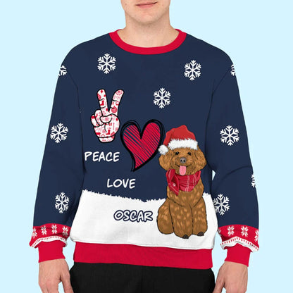 Peace Love Dog - Personalized Custom All-Over-Print Sweatshirt (Ver1)