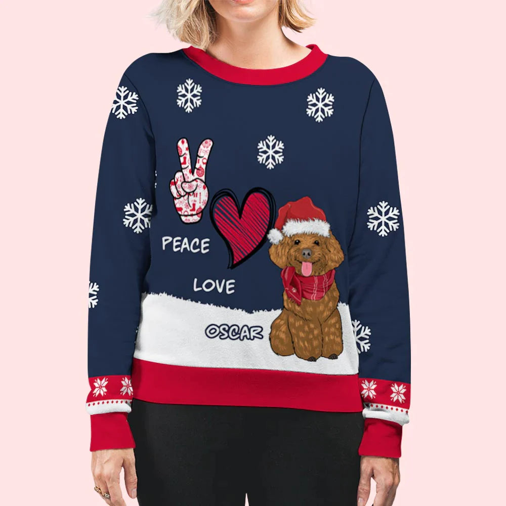 Peace Love Dog - Personalized Custom All-Over-Print Sweatshirt (Ver1)