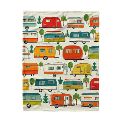 Couverture polaire brillante pour camping-car rétro