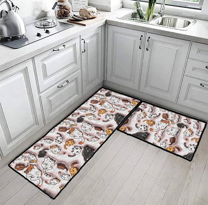 Shineful Ultra-Thin Non Skid Floor Mat, Kitchen Rugs Cat Puffy