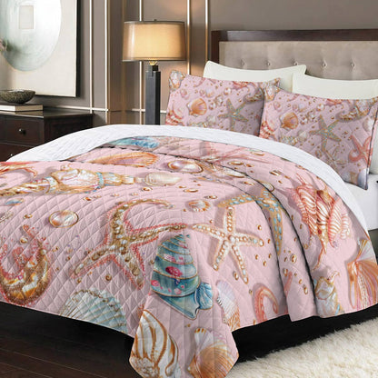 Shineful All Season Quilt 3-Piece Set Seashell Serenade