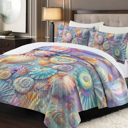 Shineful All Season Quilt 3-Piece Set Gorgeous Seashell 2