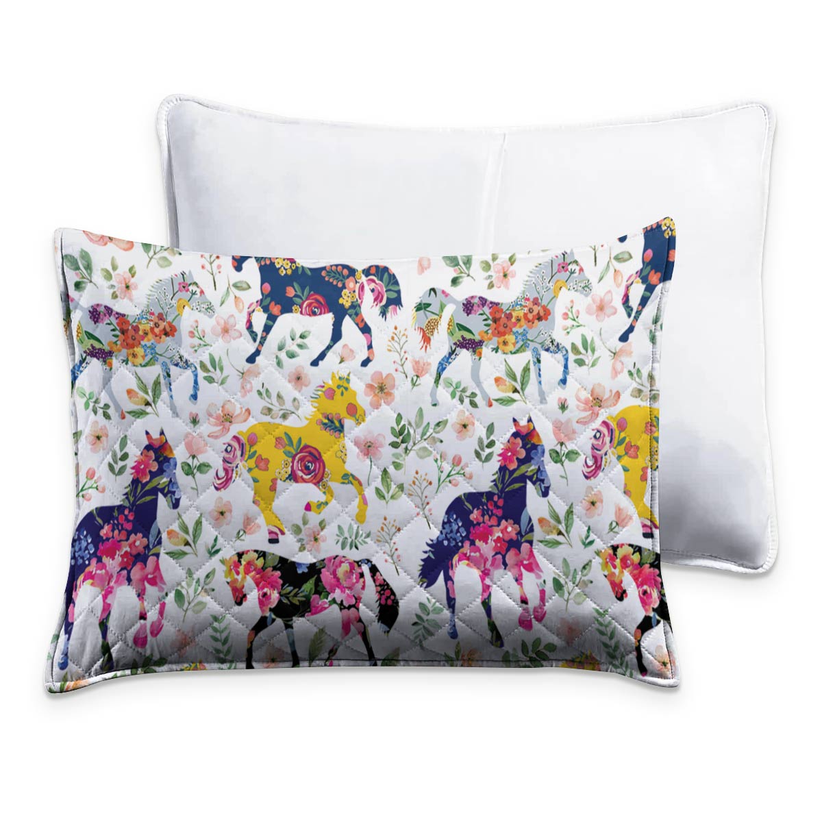 Shineful All Season Quilt 3-Piece Set Floral Horse